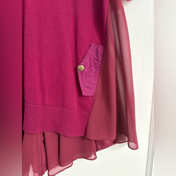 Anthropologie MOTH Backstory plum wine color blouse top Pleated Chiffon Sz med - Picture 2 of 9